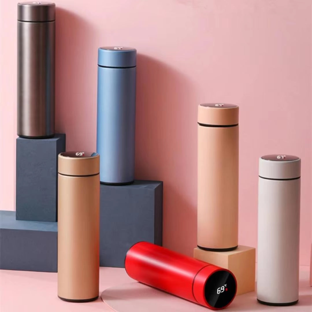 Temperature Sensor Digital Thermos, 500 Ml, Stainless Steel Water Bottle with Smart Temperature Display, Vacuum Thermos with Heat Preservation or Cold for Coffee and Tea