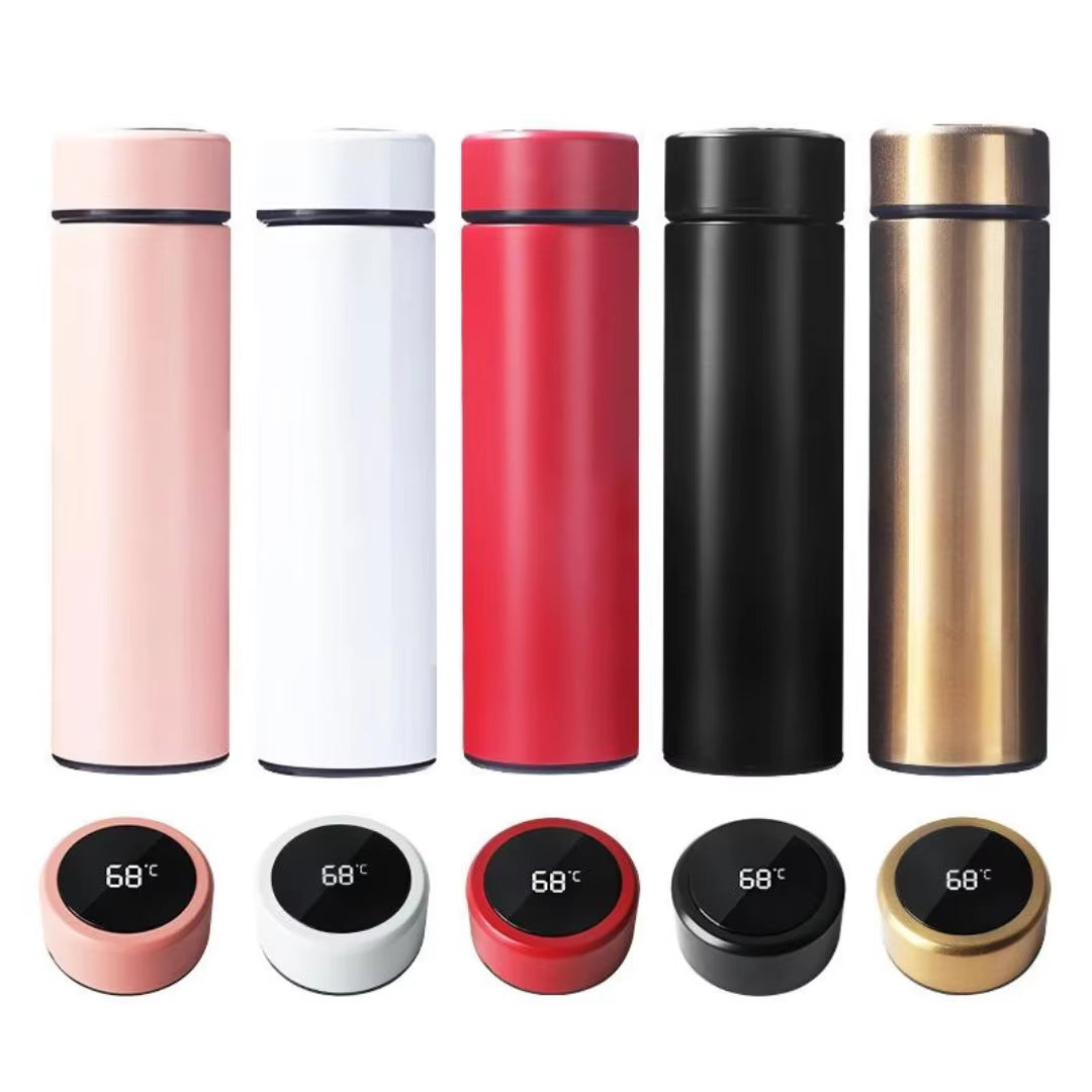 Temperature Sensor Digital Thermos, 500 Ml, Stainless Steel Water Bottle with Smart Temperature Display, Vacuum Thermos with Heat Preservation or Cold for Coffee and Tea